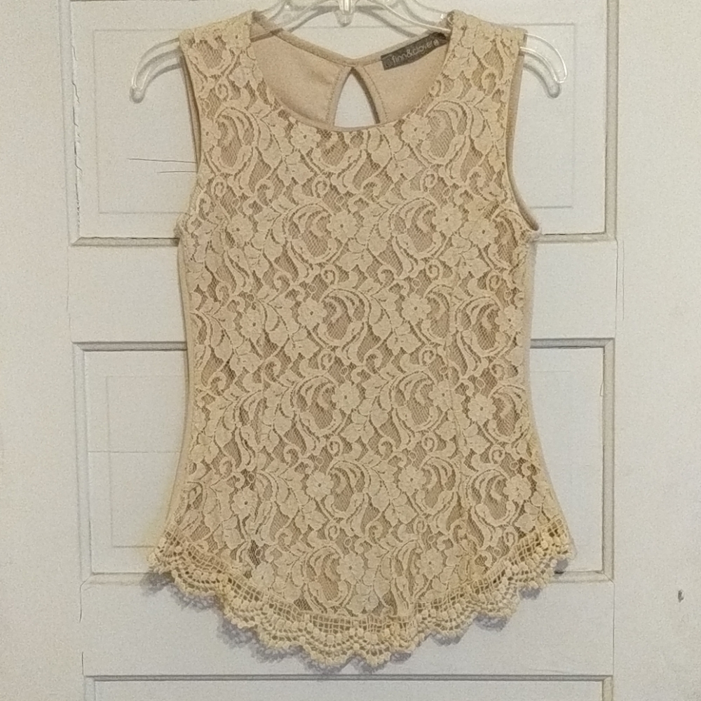 Tan lace tank top